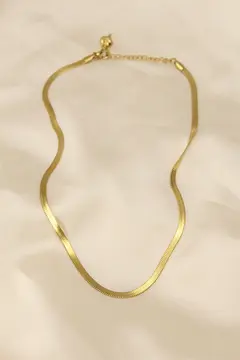 316L Çelik Altın Renk 45 cm İtalyan Zincir Model Kadın Kolye 5886