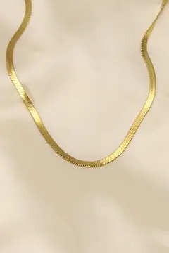 316L Çelik Altın Renk 45 cm İtalyan Zincir Model Kadın Kolye 5886