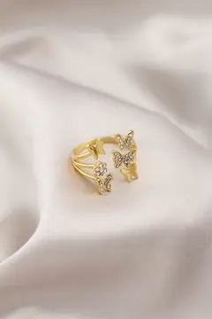 Gold Renk Metal Kelebek Model Kadın Yüzük 5886