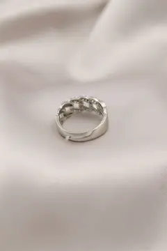 Gümüş Renk Metal Zincir Model Taşlı Kadın Yüzük 5886
