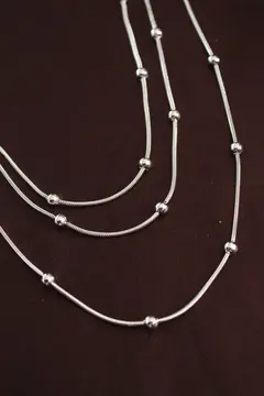 316L Çelik Gümüş Renk Minimal Topçuk Model Çoklu Kolye 5886