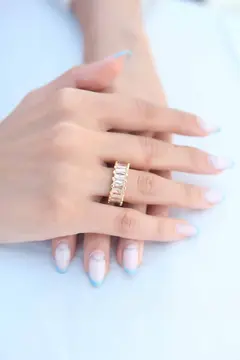 Zirkon Taşlı Baget Gold Renk Kadın Yüzük 5886
