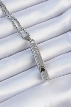 Acil Durum Düdüğü 316L Çelik Kararma Yapmaz Yüksek Desibel Kolye Unisex 5886