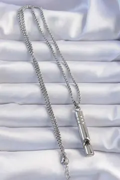 Acil Durum Düdüğü 316L Çelik Kararma Yapmaz Yüksek Desibel Kolye Unisex 5886