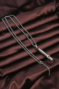 Acil Durum Düdüğü 316L Çelik Kararma Yapmaz Yüksek Desibel Kolye Unisex 5886