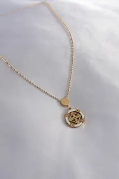 316L Çelik Gold Renk Çiçek Figür Kadın Kolye 5886