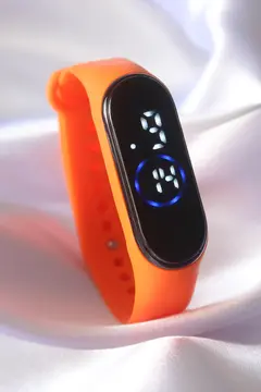 Turuncu Renk Silikon Dijital Dokunmatik Led Saat 5886