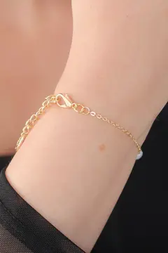 Gold Renk İnci Boncuk Model Kadın Bileklik 5886