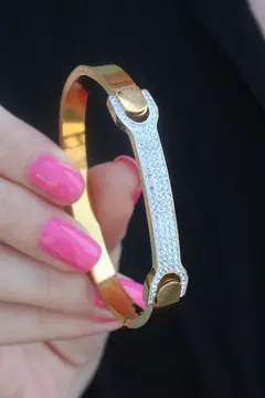 316L Çelik Gold Renk Zirkon Taşlı Kadın Kelepçe 5886