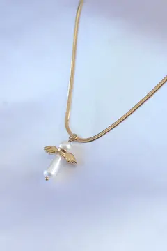 316L Çelik Gold Renk İtalyan Zincir Model Piyon Figür Kadın Kolye 5886