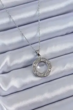316L Çelik Gümüş Renk Zirkon Taşlı Model Kadın Kolye 5886