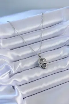 316L Çelik Gümüş Renk Zirkon Taşlı Kadın Kolye 5886
