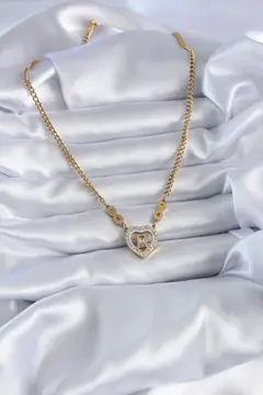 316L Çelik Gold Renk Zirkon Taşlı Kalp Model Sonsuzluk Detay Kadın Kolye 5886