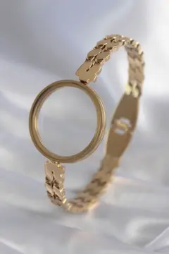 316L Çelik Gold Renk Arpa İşleme Açılabilir Fanus Model Kadın Kelepçe 5886