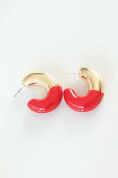 CCB Kırmızı Gold Çift Renk Küpe 5886
