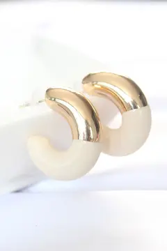 CCB Krem Gold Çift Renk Küpe 5886