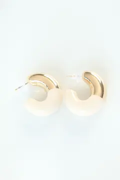 CCB Krem Gold Çift Renk Küpe 5886