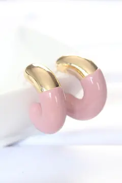 CCB Gül Kurusu Gold Çift Renk Küpe 5886