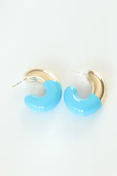 CCB Mavi Gold Çift Renk Küpe 5886