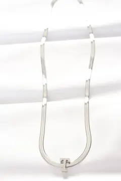 316L Çelik T Harfli Silver Renk İtalyan Zincirli Kolye 5886