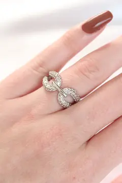 Zirkon Taşlı Silver Renk Ayarlanabilir Yüzük 5886