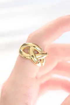 Düğüm Model Gold Renk Ayarlanabilir Yüzük 5886