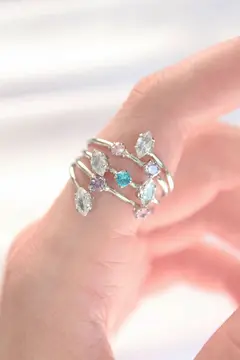 Renkli Zirkon Taşlı Silver Renk Ayarlanabilir Yüzük 5886