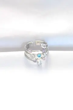 Renkli Zirkon Taşlı Silver Renk Ayarlanabilir Yüzük 5886