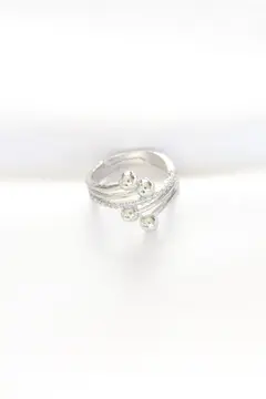 Topçuk Model Zirkon Taşlı Silver Renk Ayarlanabilir Yüzük 5886
