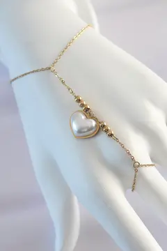 316L Çelik Gold Renk Beyaz Bubble Kalp Tasarımlı Şahmeran 5886