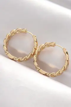 Pirinç Gold Renk Zincir Model Halka Küpe 5886