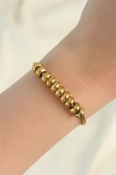 316L Çelik Gold Renk Oval Figürlü Bileklik 5886