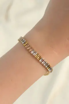 316L Çelik Gold Renk Renkli Su Yolu Tasarımlı Bileklik 5886