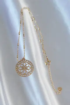 316L Çelik Zincir Gold Renk Lotus Model Kolye 5886