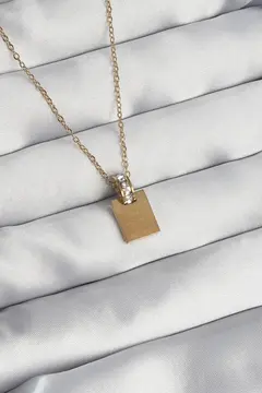 316L Çelik Zincir Gold Renk Zirkon Taşlı Aşk Mektubu Kolye 5886