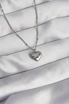 316L Çelik Gümüş Renk Kalp Model Love Kolye 5886