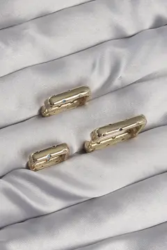 Pirinç Gold Renk Renkli Zirkon Taşlı Kare Model Küpe Seti 5886