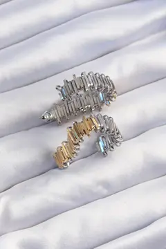 Pirinç Gold Gümüş Renkli Tırtıklı Kalp Küpe 5886
