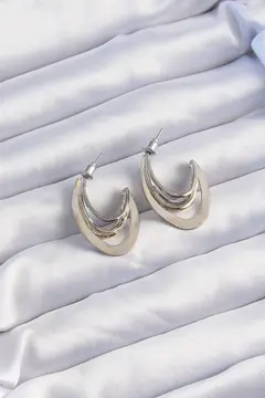 Pirinç Gold Gümüş Renkli Düz Plaka Halka Küpe 5886