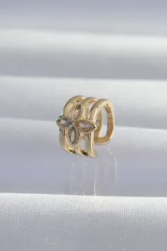 Pirinç Gold Renk Yonca Earcuff Küpe 5886