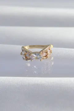 Pirinç Gold Renk Zirkon Taş Kaplama Earcuff Küpe 5886