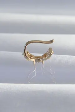 Pirinç Gold Renk Zirkon Taş Kaplama Earcuff Küpe 5886