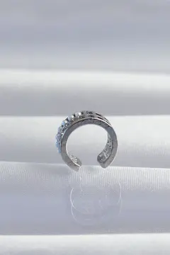 Pirinç Gümüş Renk İncili Baget Taşlı Earcuff Küpe 5886