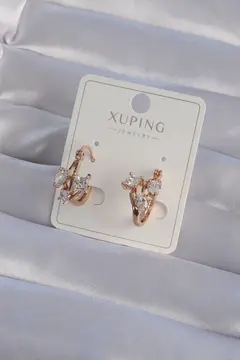 XUPİNG Rose Renk Zirkon Taşlı Halka Küpe 5886