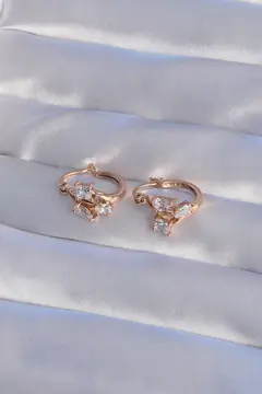 XUPİNG Rose Renk Zirkon Taşlı Halka Küpe 5886