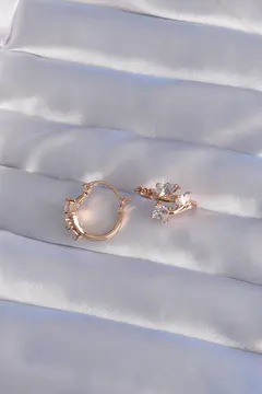 XUPİNG Rose Renk Zirkon Taşlı Halka Küpe 5886