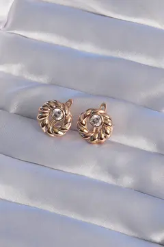 XUPİNG Rose Renk Oval Zirkon Taşlı Burgu Model Küpe 5886