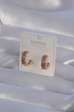 XUPİNG Rose Renk Zirkon Taşlı İşlemeli Halka Küpe 5886