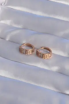 XUPİNG Rose Renk Zirkon Taşlı İşlemeli Halka Küpe 5886