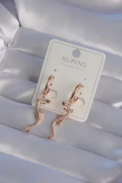 XUPİNG Rose Renk Zirkon Taşlı Kertenkele Model Halka Küpe 5886
